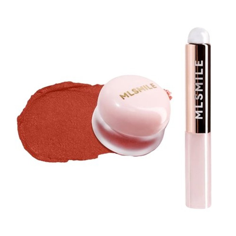 Lip Pudding Pot, Lip & Cheek Blurry Pudding Pot, Blurring Makeup Blush, Buildable Lightweight, Multi-Use Soft Matte Velvet Finish,With A Lip Pudding Pot Brush (01 meet)