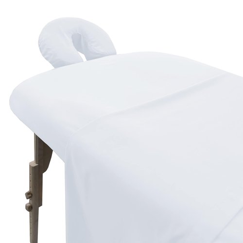 LONDON LINENS Soft Microfiber Massage Table Sheets Set 3 Piece Set - Includes Massage Table Cover, Massage Fitted Sheet, and Massage Face Rest Cover (White), Pack of 2