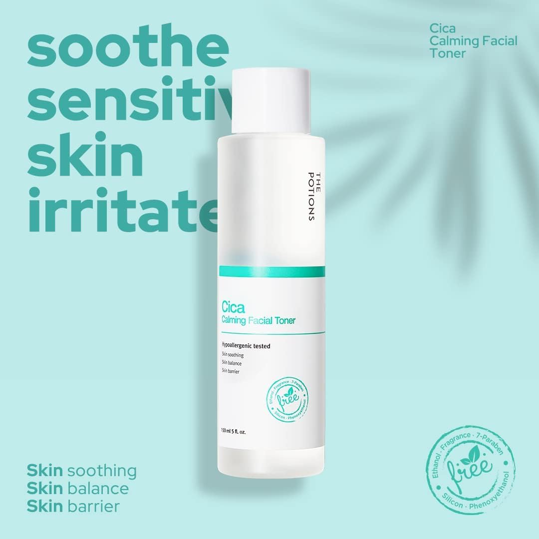 The Potions Centella Asiatica Calming Facial Toner | for Acne Prone Skin, Dry and Sensitive Skin | Sking Soothing, Skin Balance, Skin Barrier | 5 fl. oz, 150 ml | Korean Skin Care