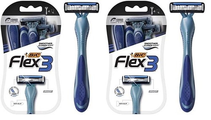 BIC Flex 3 Men’s Disposable Razors With 3 Blades, For a Smooth and Comfortable Shave, 4 Piece Razor Kit for Men (Pack of 2)
