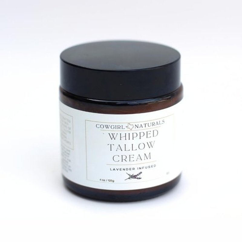 Cow Girls Naturals All Natural Whipped Tallow - 100% Grass fed Tallow Moisturizer - Face + Body - Unscented - Cream for Rosacea, Eczema, Baby Lotion (4 oz, Lavender Infused)