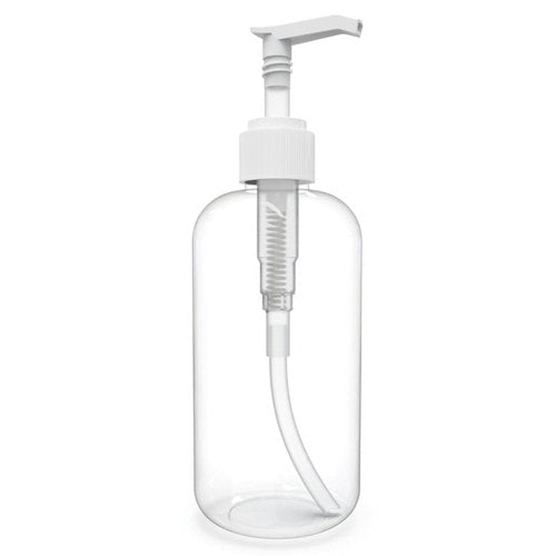 BRIGHTFROM Plastic Bottles with Pump Dispenser, 8 OZ Empty, BPA Free Refillable Containers for Body Wash, Moisturizer, Face Cream, Liquid Soap - Clear/White - 2 Pack