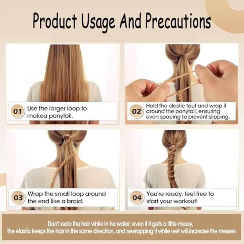 3PCS 25" Ponytail Holders Hair Ties for Sports, Elastic Ponytail Holders Hair Bands, Thick Hair Tie Scrunchies No Damage Long Strong Braided Pony tails Hair Ties, Spiral Long Pony Tail Wrap-003