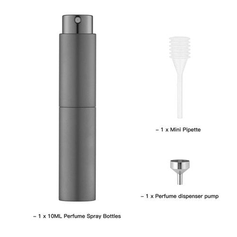 Tekson 10ml Travel Perfume Atomizer Refillable, Mini Cologne Spray Bottle Empty, Small Coffee Spray Bottle (Grey)