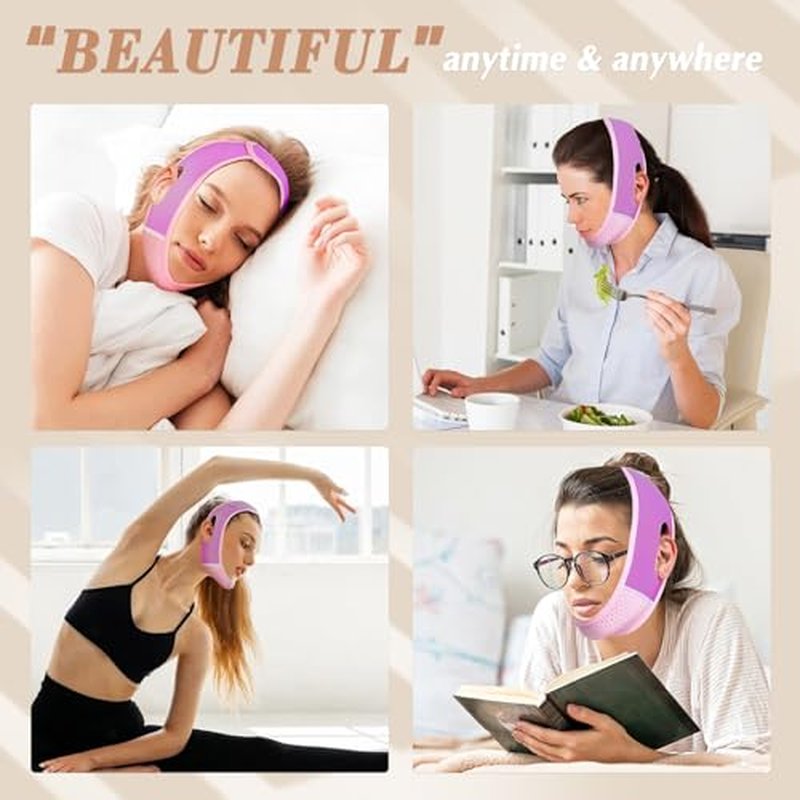 Beiskll Reusable V Line Lifting Mask with Chin Strap, V Shaped Face Mask for Sagging, Jaw Exerciser (Black)