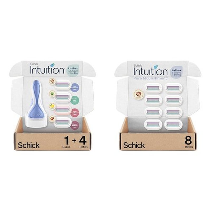INTUITION Schick Razors for Women Variety Pack with 1 Razor Handle & 4 Intuition Razor Blades Refill | Shaving Kit Women & Schick Intuition Refill