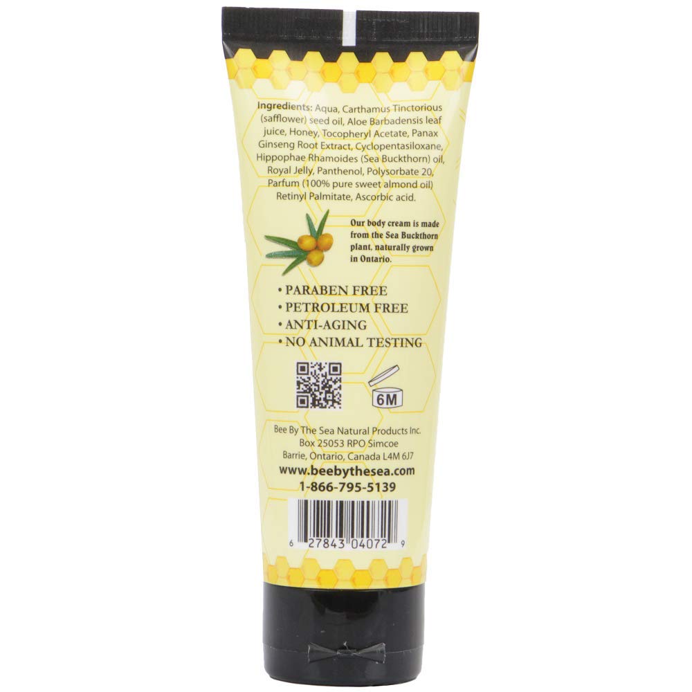 Bee by the Sea Nourishing Natural Sea Buckthorn and Honey Body Cream for Dry Skin Repair (2.5 oz, 1 Pack)