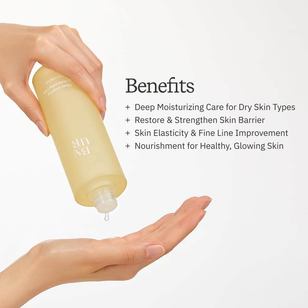 ByUR Honey Gorgeous Keep Moisturizing Toner - Deeply Hydration & Glow, Firming & Elasticity Care for Dry Skin, Skin Barrier Repair, Honey & Ceramides, Gentle Facial Daily Pore Care Korean Skincare
