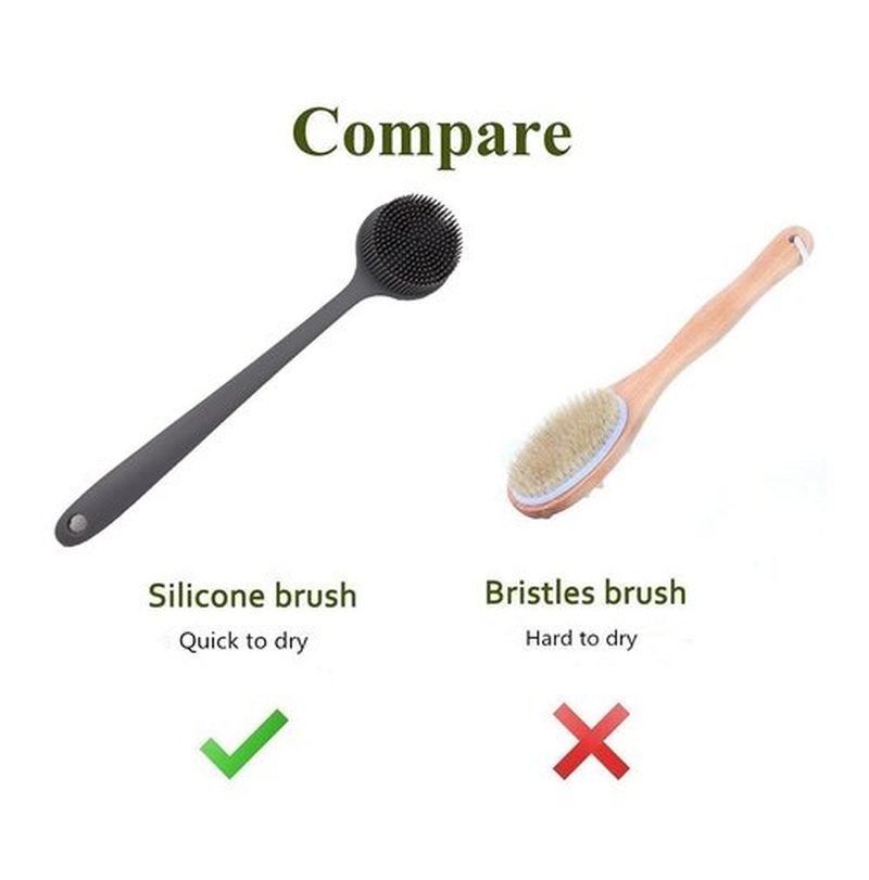 Cinlitek Silicone Body Scrubber, Long Handle Back Scrubber for Shower, Silicone Body Brush Shower Scrubber for Body, Shower Srush Back Brush Body Exfoliator