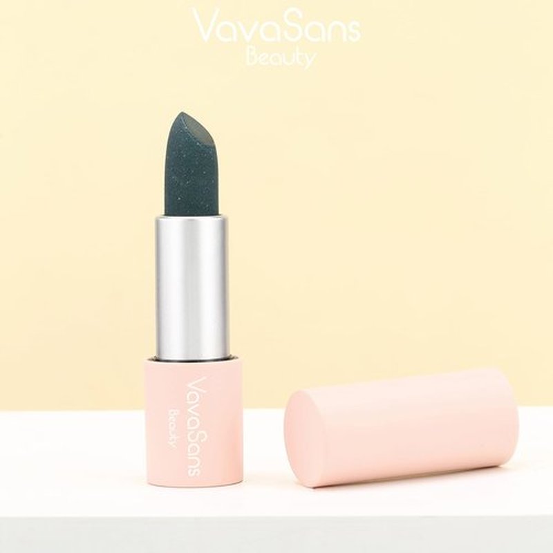 VavaSans Vegan Glitter Lipstick Turquoise Shimmer Metallic Sparkling Blue Green Shade Long Lasting Waterproof Non-Sticky Formula Diamond Shiny Highly Pigmented Lip Stick for Women