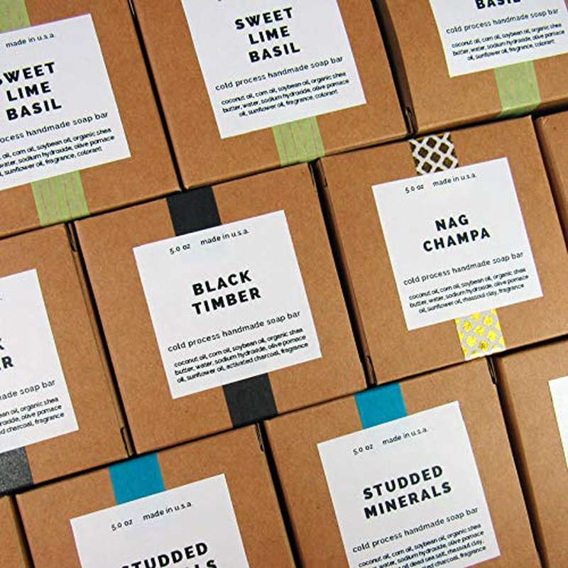 Missamé Cold Processed Handmade Soaps in Unisex Fragrances, 3 Pack Full Size Bars, Made in USA (Black Timber)