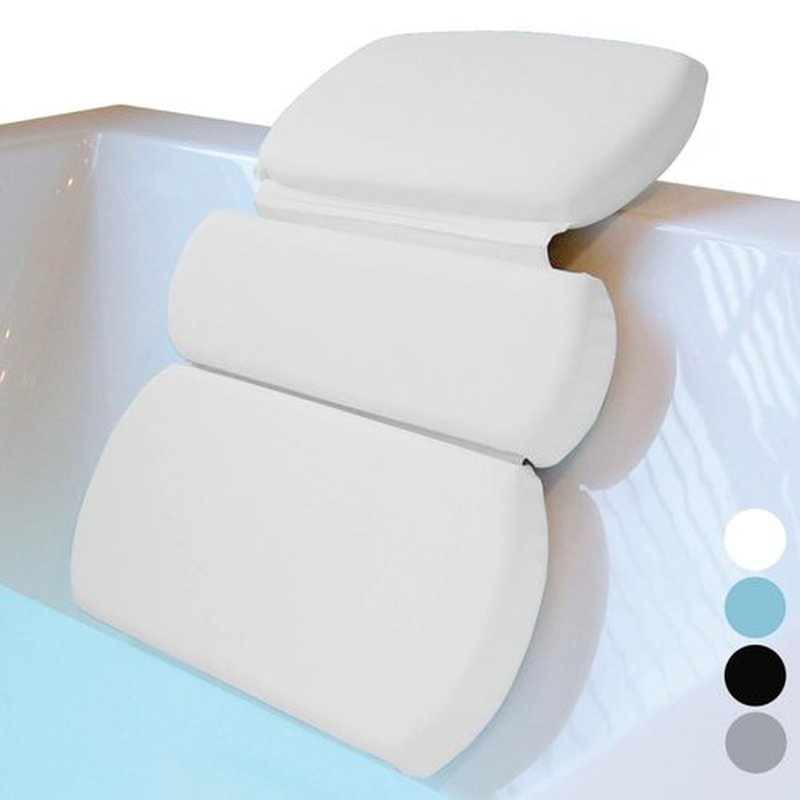 Gorilla Grip Bath Pillow for Tub, Improved Suction Cups, Luxury Bathtub Pillows, Headrest for Neck and Back Support, Relaxing Home Spa, Hot Tub and Bathroom Essentials, Gifts for Women, 3 Panel White