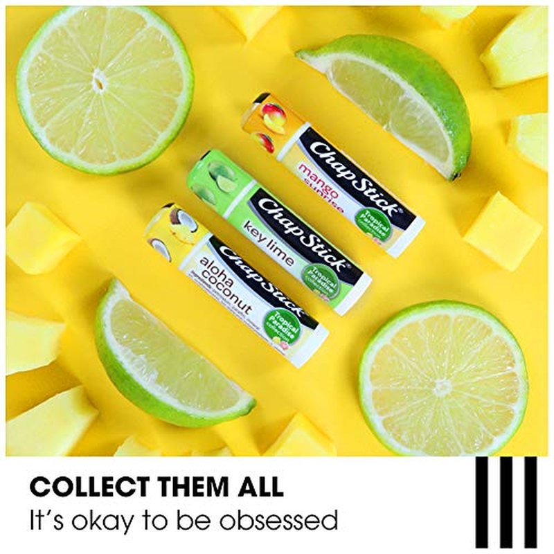 ChapStick Lip Care Bundle – Tropical Paradise Collection with Mango Sunrise, Key Lime, and Aloha Coconut Lip Balm, 0.15 Oz Ea (5 Piece Set)
