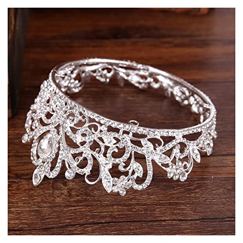 TRUSTTWO Trendy Bridal Wedding Crown Hair Accessories Silver Color Rhinestone Crystal Crown Princess Round Crown Bridal Wedding Crown The New(Gold-color)