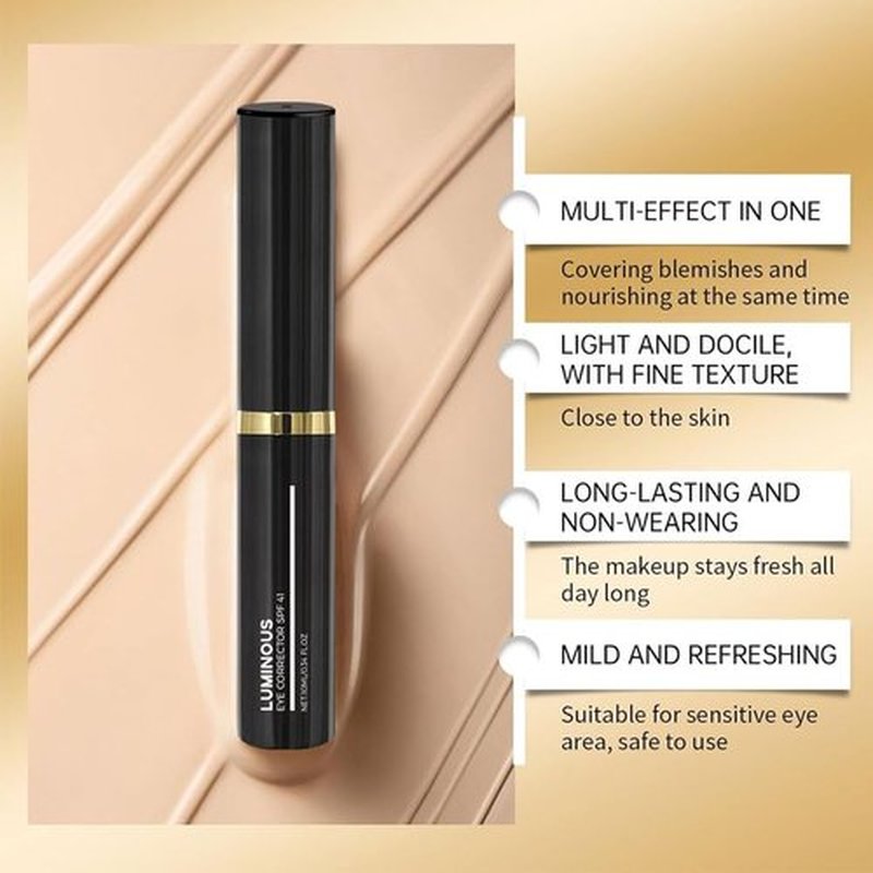 Luminous Eye Corrector Spf 41,Under Eye Concealers for Dark Circles, Drtmology Luminous Eye Corrector, Anti-Aging Tinted Eye Cream, Hydrating Eye Serum with Peach Undertone (1pcs Natural)