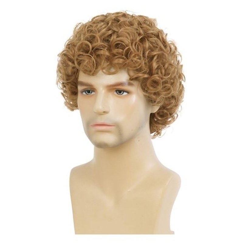 Salaibs Mens Curly Blonde Short Wig Cosplay Costume Daily Hair Wig Synthetic Heat Resistant Wigs for Male Guys