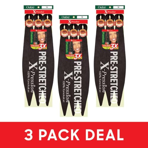 [3 PACK DEAL] Outre X-Pression Braid-Pre Stretched Braid 52" 3X 3 Packs (INDIGO)