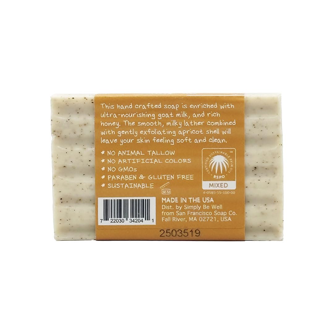 San Francisco Soap Company Goat Milk Soap Bar – Honey & Goat Milk (4 Ounce) | Moisturizing Natural Body Soap with Nourishing Shea Butter | Gentle, Hydrating Skincare for All Skin Types |