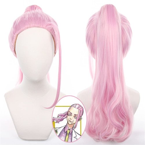 Mystylecos Sanzu Haruchiyo Long Pink Wig with Ponytail Halloween Heat Resistant Hair Anime The Way of Rebirth Cosplay Wig