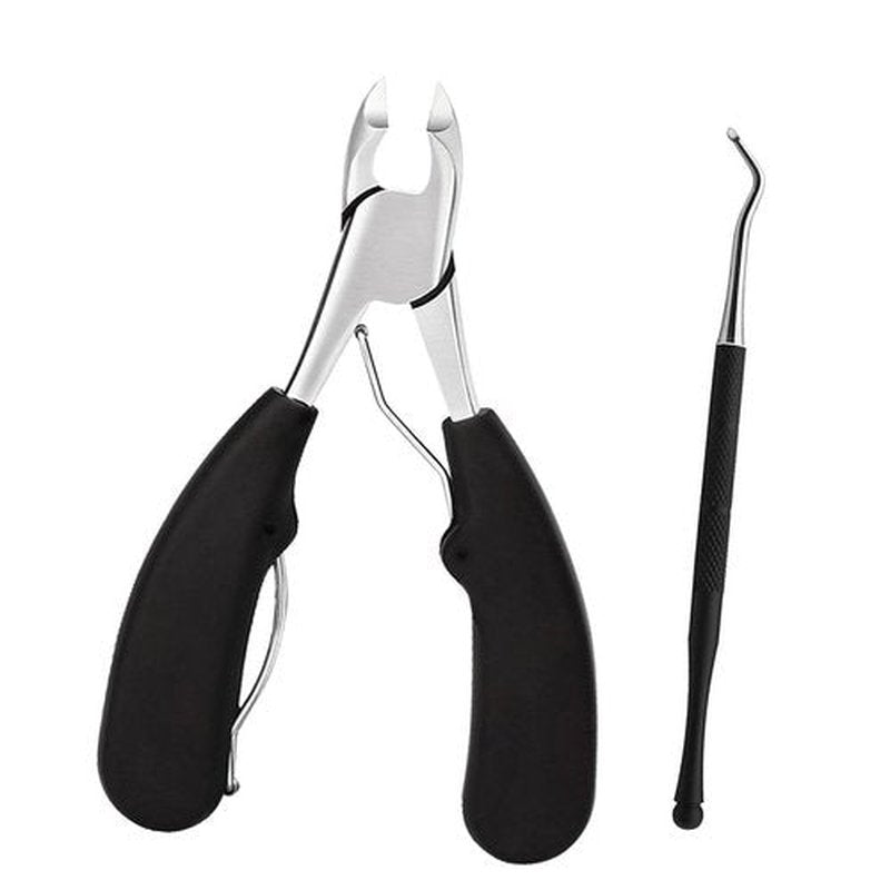 Precision Toenail Clippers for Thick or Ingrown Toenails, Sharp Stainless Steel Nail Cutter, Best Nail Clipper & Pedicure Tool for Seniors (Black/Roud)