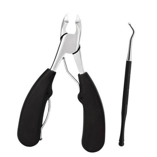Precision Toenail Clippers for Thick or Ingrown Toenails, Sharp Stainless Steel Nail Cutter, Best Nail Clipper & Pedicure Tool for Seniors (Black/Roud)