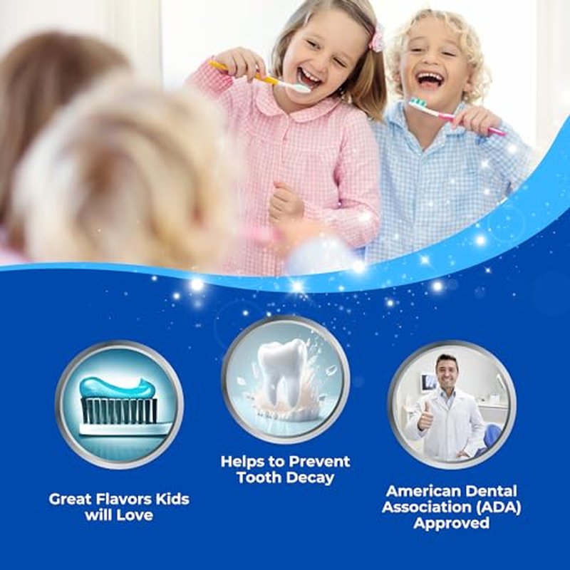 Crest Kids Cavity Protection & Enamel Care Bundle by VenDesta: 2-Pack Crest Kid's Cavity Protection Toothpaste Sparkle Fun Flavor Toothpaste, 4.6 oz - Crests Effective Dental Defense.
