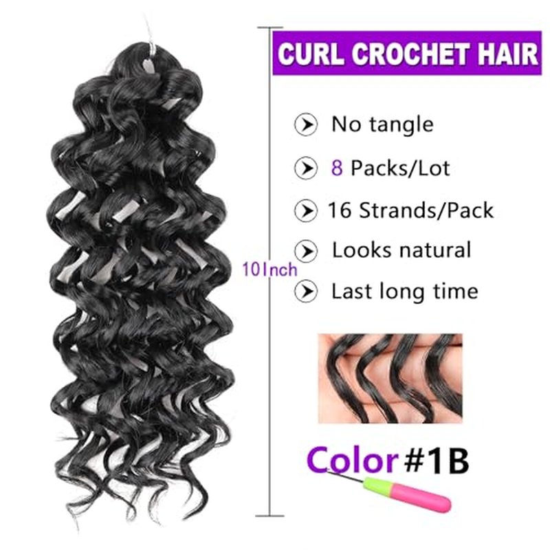 ZRQ GoGo Curl Crochet Hair 14 Inch Pink Short Beach Curl Crochet Hair For Women Water Wave Crochet hair Synthetic Deep Twist Crochet Braids (14Inch,Tpink)