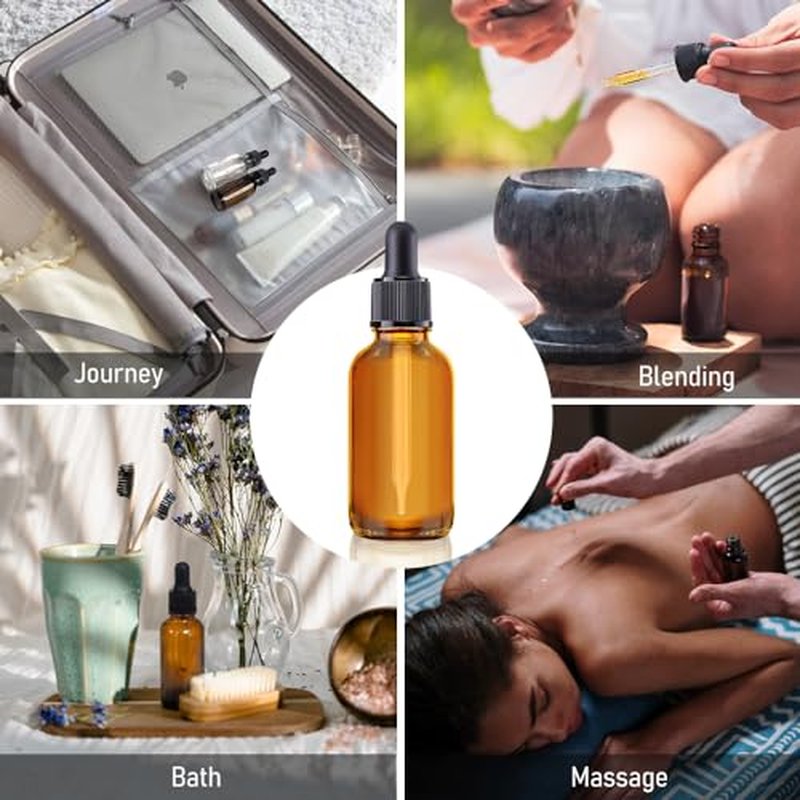 Bumobum Dropper Bottle 2 oz, 10 Pack Glass Eye Dropper Bottles with Labels and Funnel, Tincture Bottle with Measured Dropper - Leakproof Essential Oils Bottles