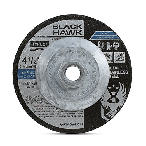 Depressed Center Metal Grinding Wheels - 4.5" Angle Grinder | 10-Pack, Durable 5/8"-11 Hub