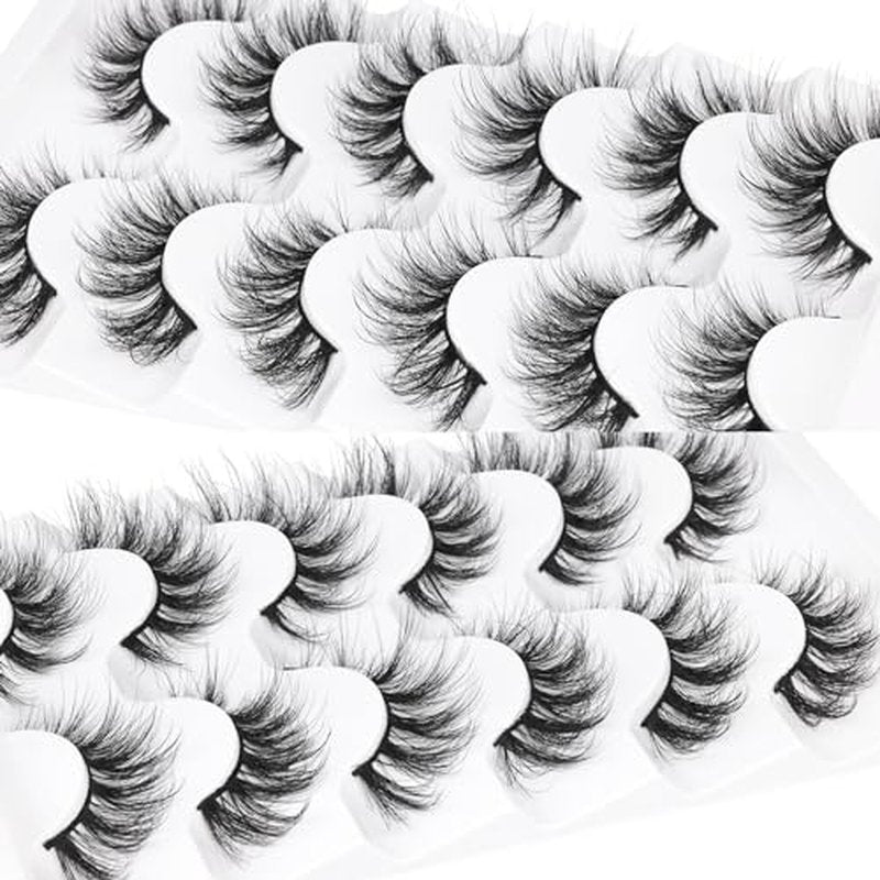 Cat Eye Lashes Fairy Eyelashes Wispy Fluffy False Eyelashes Fox Strip Fake Eyelashes 5 Styles Mixed Fluffy Mink Lashes with Long Tail Eye Lashes Pack 5 Pairs