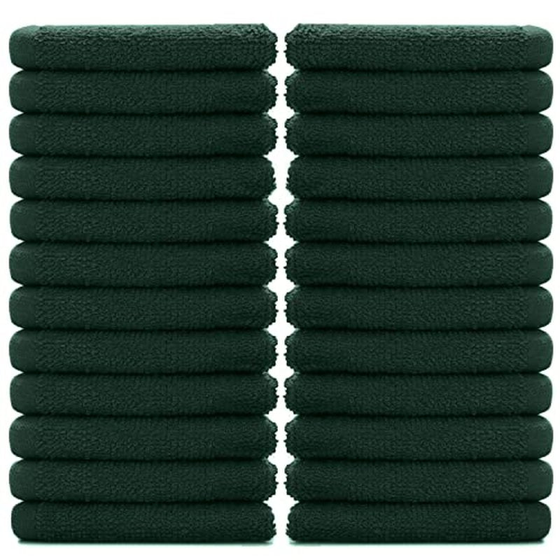DAN RIVER 100% Cotton Washcloths 24 Pack Premium Quality Face and Body Cloth, Quick Dry Essential Towels for Bathroom, Hand, Kitchen & Cleaning, Baby Washcloths | 12X12 in | 400 GSM | Hunter Green