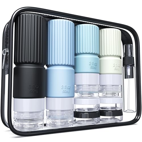 18pes Travel Bottles for Toiletries,TSA Approved Silicone Travel Containers for Toiletries,3oz 2oz Leak Proof Refillable Liqus Shampoo And Conditioner Travel Essentials toiletry Bottles
