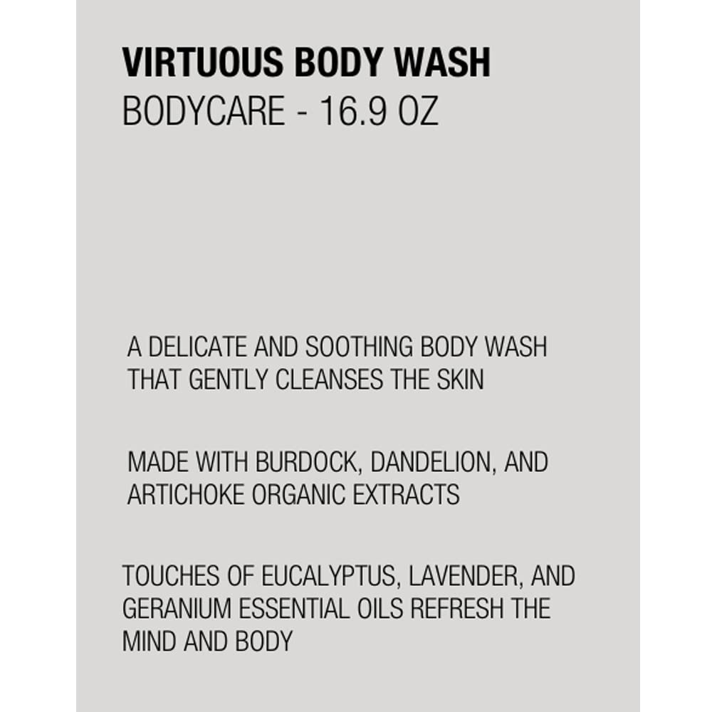 PREVIA Virtuous Body Wash - Soothing Shower Gel for Sensitive Skin - Refreshing and Gentle Cleansing - With Eucalyptus, Lavender, and Geranium Essential Oils - 16.9 oz