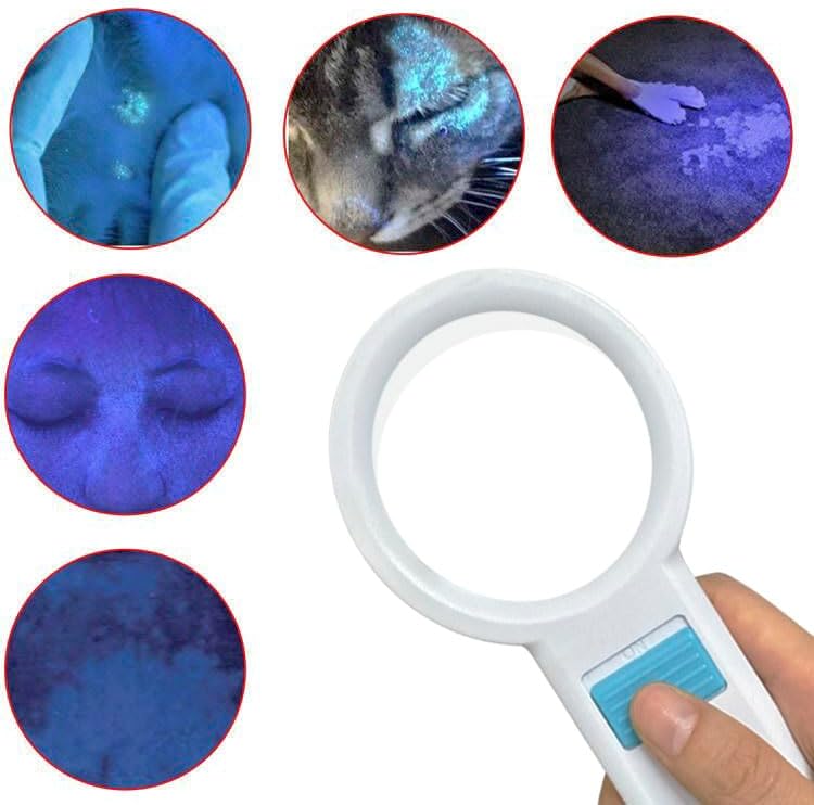 Cordless Wood's Lamp for Ringworm Detection | 5X Magnifying LED Light - Battery Powered, Black