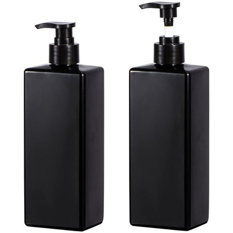 Shower Press Bottles, Yebeauty 2pcs 17oz 500ML Refillable Pump Bottle Lotion Soap Dispenser Liquid Container Plastic Soap Dispenser for Shampoo Kitchen,Bathroom Body Wash,Black