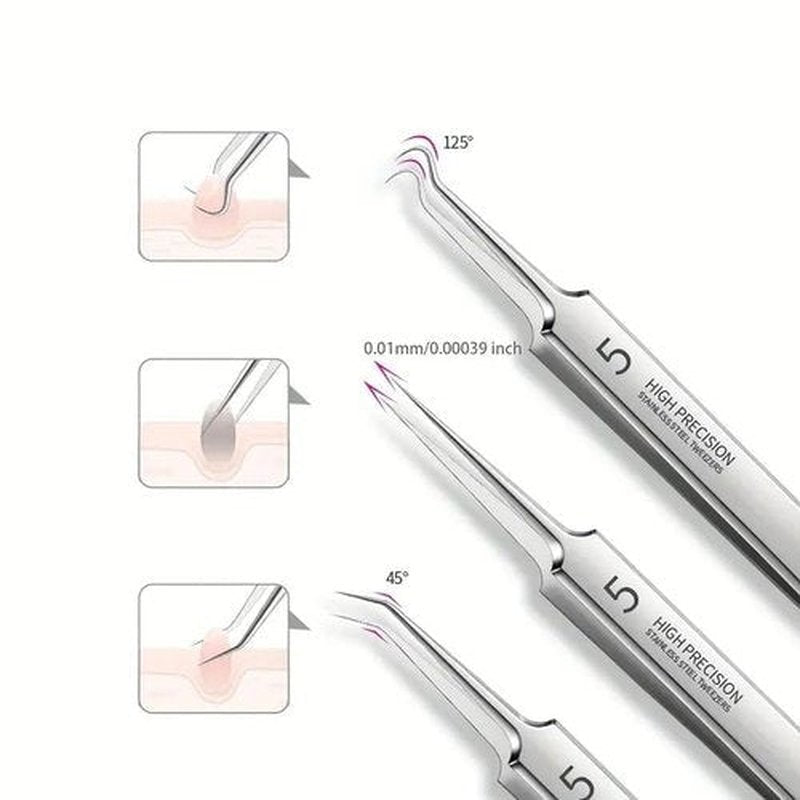 Usiveinborn Blackhead Remover, Usiveinborn Tweezers, Usiveinborn Professional Facial Blackhead Remover Tweezers, Pimple Popper Tool Kit, Ingrown Hair Tweezers (2Set-6pcs)