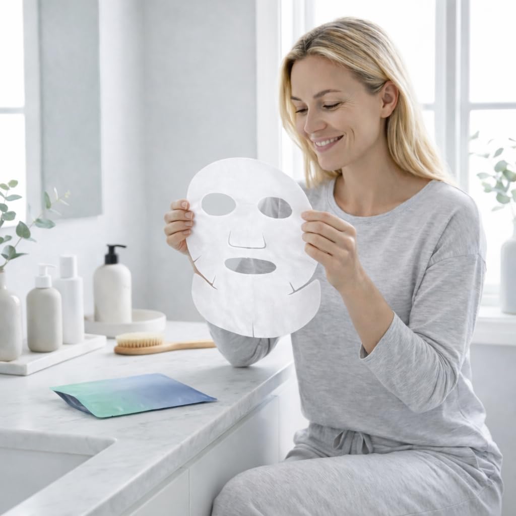 Docmedlab Carboxy CO2 Therapy Dry Facial and Neck Mask Sheets Refill, 10 Pack Individually Wrapped Single Use Cotton Sheets with Citric Acid, Use with Carboxy Gel Systems