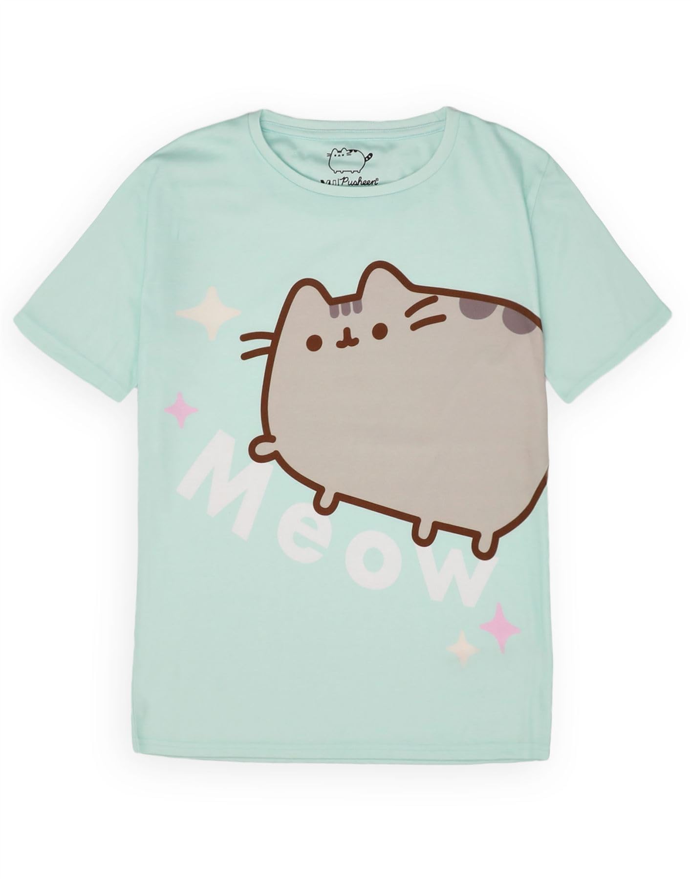 Pusheen Girls Pajama Set | Short Sleeve T-Shirt & All-Over Print Long Pants PJs for Kids