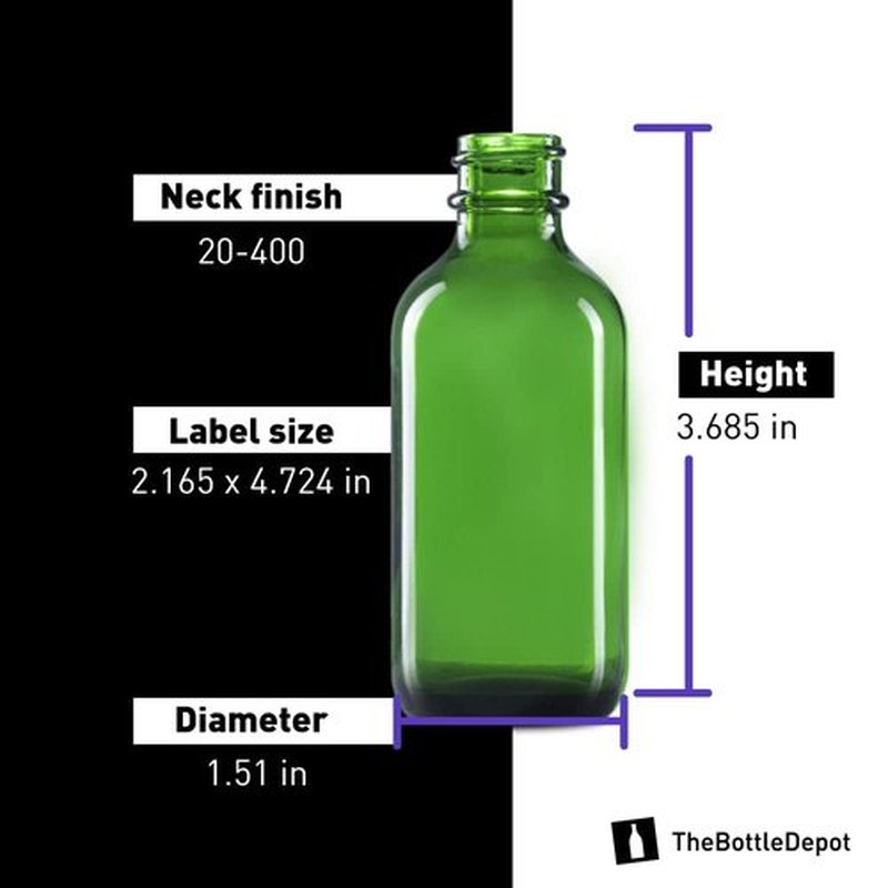 The Bottle Depot - 2 Pack - 2 oz Glass Bottle with Dropper - Green - 20-400 Neck Finish - Boston Round Bottles - Leakproof Essential Oils Bottles