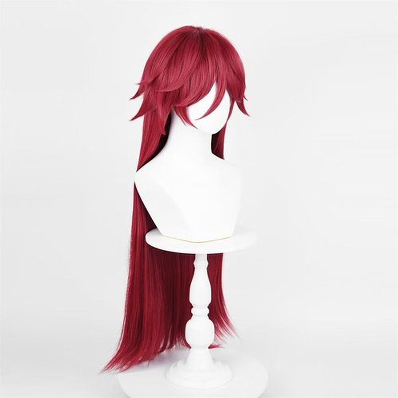 NiceLisa Mixed Deep Wine Red Long Grell Sutcliff Male Role Cosplay Costume Wig