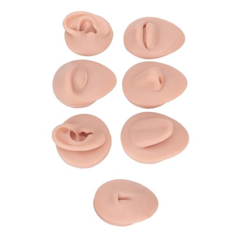 Body Piercing Practice Model Easy to Operate Mouth Navel Ear Model Simulation Silicone for Beginner (Medium Skin Color)