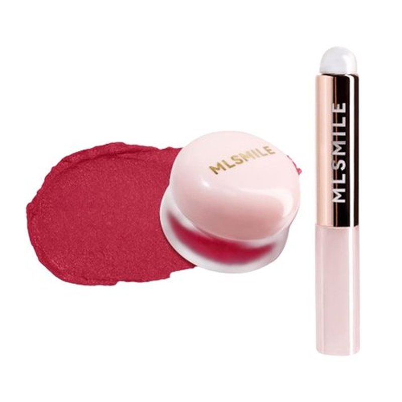 Lip Pudding Pot, Lip & Cheek Blurry Pudding Pot, Blurring Makeup Blush, Buildable Lightweight, Multi-Use Soft Matte Velvet Finish,With A Lip Pudding Pot Brush (06 hickey)