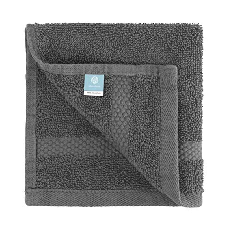 White Classic Luxury Cotton Washcloths - Large Hotel Spa Bathroom Face Towel | 12 Pack | (6-Grey/6-White)