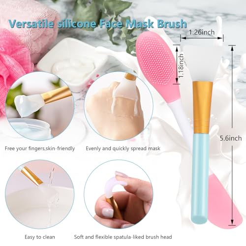 Silicone Face Scrubber, 1pcs Exfoliating Lip Brush, 1pcs Cleansing Brush,2pcs Face Mask Brush Exfoliator Blackhead Skin Care Tool