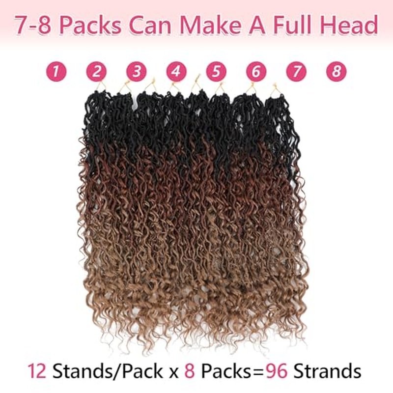Goddess Locs Crochet Hair For Black Women 14 Inch 8 Packs Faux Locs Crochet Hair Crochet Locs Crochet Hair Pre Looped Crochet Locs River Locs With Curly Ends (1B/30/27#)