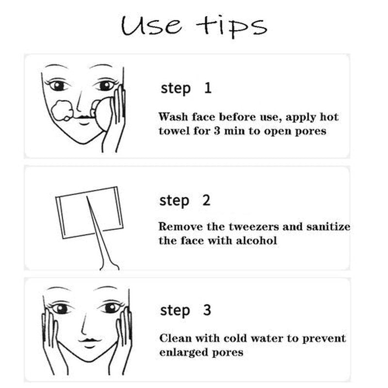 Professional Facial Blackhead Remover Tweezers,3Pcs Precision Pimple Popper Tool Kit for Whitehead Ance Blemishs Comedones Stainless Steel Makeup Tool - Glossy