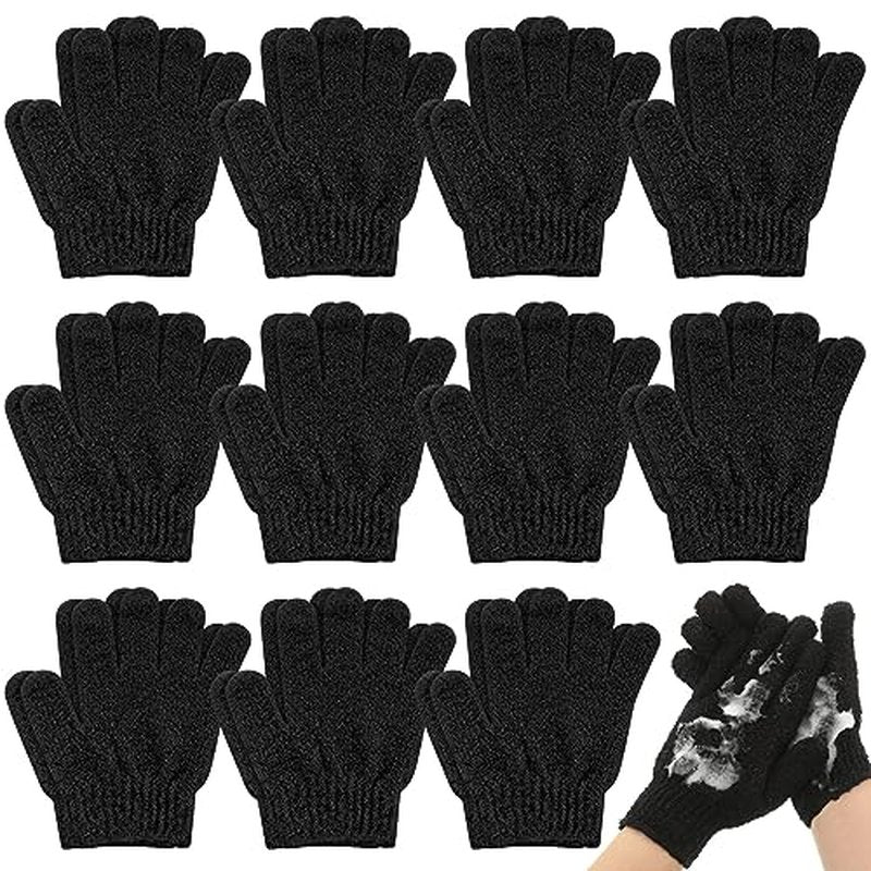 Ramede 30 Pair Exfoliating Gloves Double Sided Exfoliating Bath Gloves Nylon Colorful Shower Gloves for Men Women Beauty Spa Massage Shower Deep Clean Body Skin Bathing Scrubber Accessories (Black)