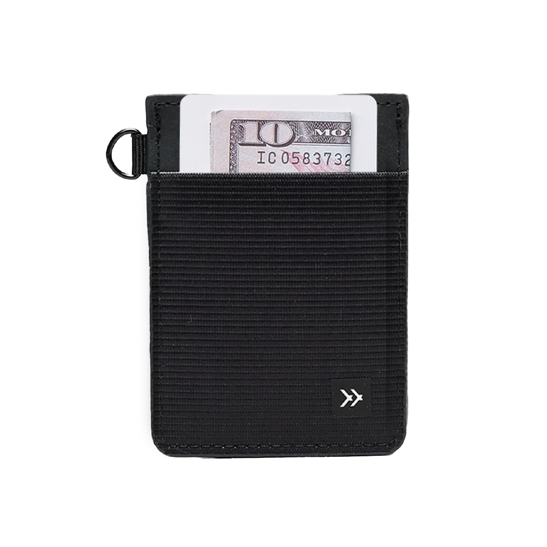 Thread Wallets Ultra Slim Wallet Vertical Leather Card Sleeve Wallet Thin Card Holder Minimalist Card Holder Wallets RFID Secure Black