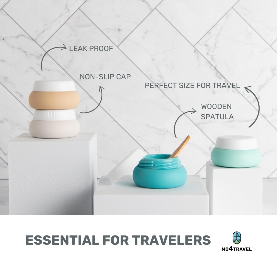 Travel Containers for Toiletries - Small Travel Containers for Creams - 4 Pack of 20mL TSA Approved Travel Bottles with Clear Bag, Leak-Proof Silicone Travel Jars for Toiletries (Mountain)