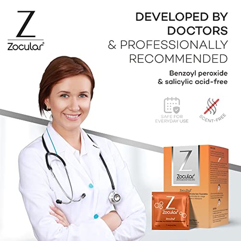 Zocular - ZocuZap Acne Face Wipes - Moisturizing Face Cleansing Wipes for Acne, Makeup Removal, and Exfoliation with Natural Okra Complex for Sensitive, Rosacea Skin - 30/ct